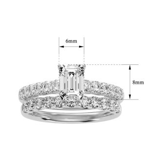 3 Carat Emerald Cut Bridal Set In 14 Karat White Gold