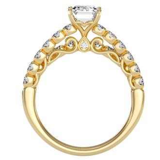 3 Carat Emerald Cut Bridal Set In 14 Karat Yellow Gold