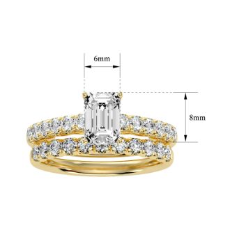 3 Carat Emerald Cut Bridal Set In 14 Karat Yellow Gold