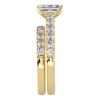2 Carat Emerald Cut Diamond Bridal Set In 14 Karat Yellow Gold