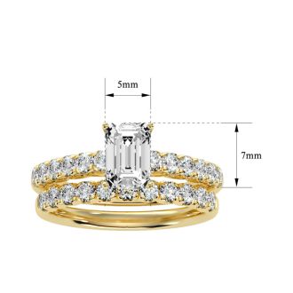 2 Carat Emerald Cut Diamond Bridal Set In 14 Karat Yellow Gold