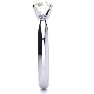 1.10 Carat Diamond Solitaire Engagement Ring In 14K White Gold. Rare Size and Bigger Than 1 Carat!
