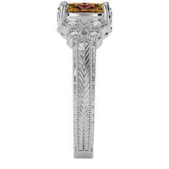 1 Carat Oval Shape Citrine and Diamond Ring In 10 Karat White Gold