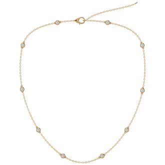 14 Karat Yellow Gold 1 Carat Diamonds By The Yard Necklace, 16-18 Inches