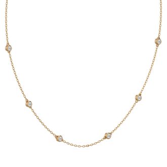 14 Karat Yellow Gold 1 Carat Diamonds By The Yard Necklace, 16-18 Inches