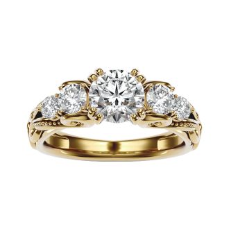 2 Carat Vintage Diamond Engagement Ring In 14 Karat Yellow Gold