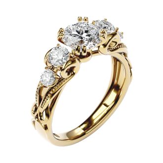 2 Carat Vintage Diamond Engagement Ring In 14 Karat Yellow Gold