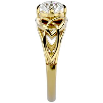 Moissanite Engagement Ring; 1 Carat Celtic Love Knot Moissanite Engagement Ring In 14 Karat Yellow Gold