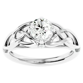 1 Carat Celtic Love Knot Diamond Engagement Ring In 14 Karat White Gold