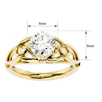 Moissanite Engagement Ring; 1 1/2 Carat Celtic Love Knot Moissanite Engagement Ring In 14 Karat Yellow Gold