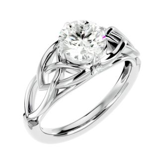 1 1/2 Carat Celtic Love Knot Diamond Engagement Ring In 14 Karat White Gold