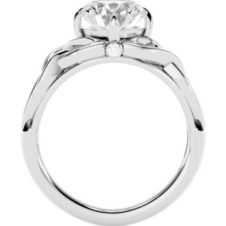 Moissanite Engagement Ring; 2 Carat Celtic Love Knot Moissanite Engagement Ring In 14 Karat White Gold