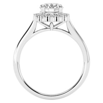Moissanite Engagement Ring; 1 1/3 Carat Halo Moissanite Engagement Ring In 14 Karat White Gold