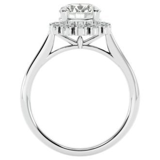 Moissanite Engagement Ring; 1 3/4 Carat Halo Moissanite Engagement Ring In 14 Karat White Gold