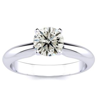 1 Carat Colorless Diamond Round Engagement Rings In 14K White Gold