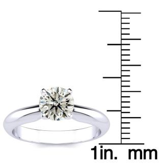 1 Carat Colorless Diamond Round Engagement Rings In 14K White Gold
