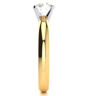 1 Carat Colorless Diamond Round Engagement Rings In 14K Yellow Gold