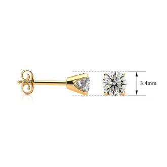 1/3 Carat Diamond Stud Earrings In 14 Karat Yellow Gold