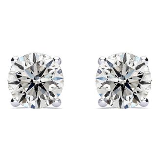 2 Carat Natural Diamond Stud Earrings In Platinum With Safety Screw Posts