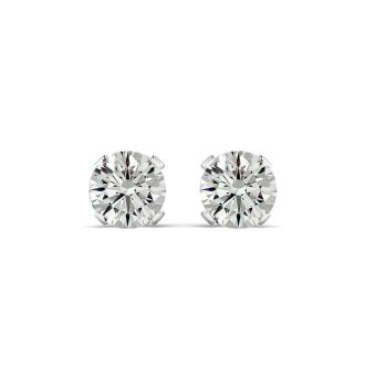 2 Carat Moissanite Stud Earrings Set In 14 Karat White Gold, Screwbacks. Extra White G-H Color. Very Fiery Amazing VS1-VS2 Clarity!