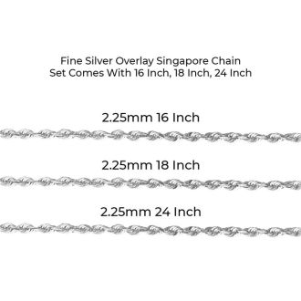 Fine Silver Overlay Singapore Necklace 
Set Comes With 16 Inch, 18 Inch, 24 Inch Lengths!