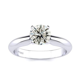 1 Carat Colorless Diamond Round Engagement Rings In Platinum