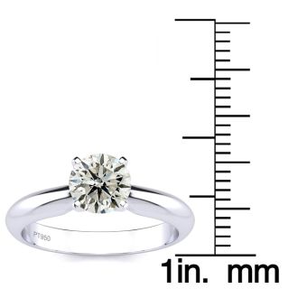 1 Carat Colorless Diamond Round Engagement Rings In Platinum