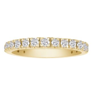 2/3ct Diamond Almost Eternity Band in 14k Yellow Gold. Finely Crafted Micropave Wedding Band.