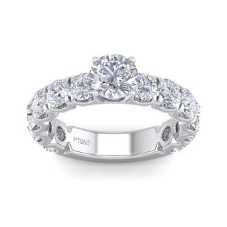 3 1/2 Carat Round Shape Diamond Engagement Ring In Platinum. Incredible, Large Engagement Ring, Eternity Style!