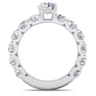3 1/2 Carat Round Shape Diamond Engagement Ring In Platinum. Incredible, Large Engagement Ring, Eternity Style!