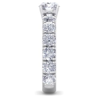 3 1/2 Carat Round Shape Diamond Engagement Ring In Platinum. Incredible, Large Engagement Ring, Eternity Style!