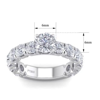 3 1/2 Carat Round Shape Diamond Engagement Ring In Platinum. Incredible, Large Engagement Ring, Eternity Style!