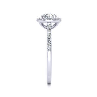 1 Carat Round Halo Diamond Engagement Ring in Platinum.  Incredible Platinum Engagement Ring At A Fabulous Price!
