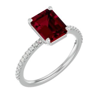 3 Carat Ruby and Diamond Ring In 14 Karat White Gold