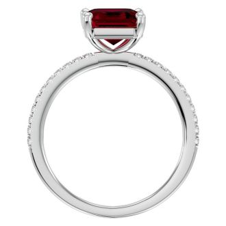 3 Carat Ruby and Diamond Ring In 14 Karat White Gold