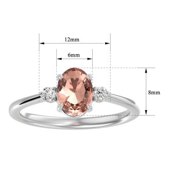 1-1/4 Carat Oval Shape Morganite and Two Diamond Ring In 14 Karat White Gold