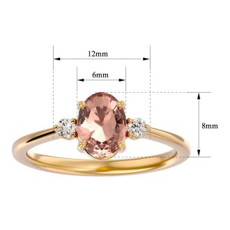 1-1/4 Carat Oval Shape Morganite and Two Diamond Ring In 14 Karat Yellow Gold