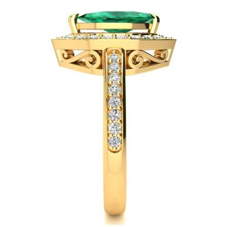1 Carat Marquise Emerald and Diamond Ring In 14 Karat Yellow Gold