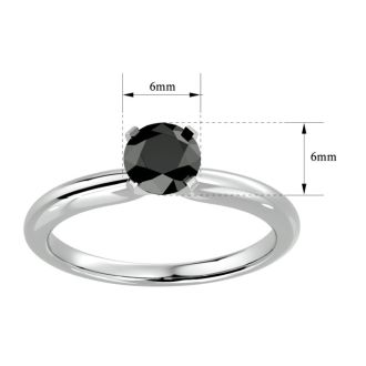 1 Carat Black Diamond Solitaire Engagement Ring In 14 Karat White Gold