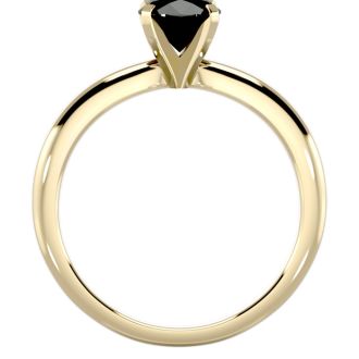 1 Carat Black Diamond Solitaire Engagement Ring In 14 Karat Yellow Gold