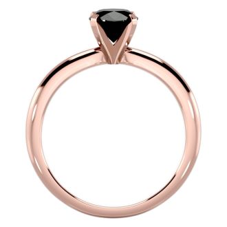 1 Carat Black Diamond Solitaire Engagement Ring In 14 Karat Rose Gold
