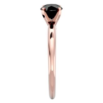 1 Carat Black Diamond Solitaire Engagement Ring In 14 Karat Rose Gold