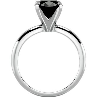 2 Carat Black Diamond Solitaire Engagement Ring In 14 Karat White Gold