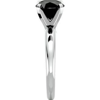 2 Carat Black Diamond Solitaire Engagement Ring In 14 Karat White Gold