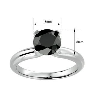 2 Carat Black Diamond Solitaire Engagement Ring In 14 Karat White Gold