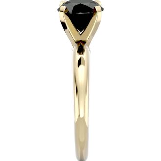 2 Carat Black Diamond Solitaire Engagement Ring In 14 Karat Yellow Gold