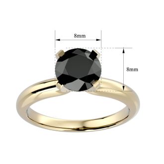 2 Carat Black Diamond Solitaire Engagement Ring In 14 Karat Yellow Gold