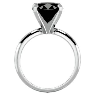 4 Carat Black Diamond Solitaire Engagement Ring In 14 Karat White Gold