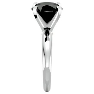 4 Carat Black Diamond Solitaire Engagement Ring In 14 Karat White Gold