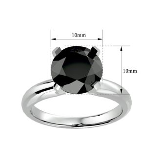 4 Carat Black Diamond Solitaire Engagement Ring In 14 Karat White Gold